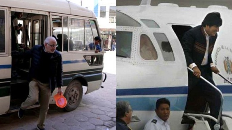 Destacan que Mesa se moviliza en micro para hacer su campa&ntilde;a, mientras Evo se mueve en avi&oacute;n