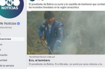 TELEFE refleja cómo Morales se dirigió a la Chiquitanía para ayudar a apagar el fuego: “Evo, el bombero”