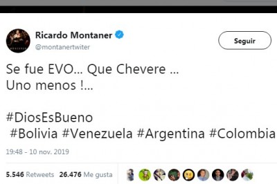 «¡Se fue Evo, qué chévere!», el mensaje de Ricardo Montaner por la renuncia de Morales