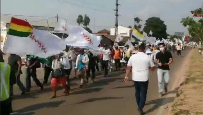 Marcha ind&iacute;gena llega a la capital cruce&ntilde;a e ingresa este jueves a la plaza 24 de Septiembre