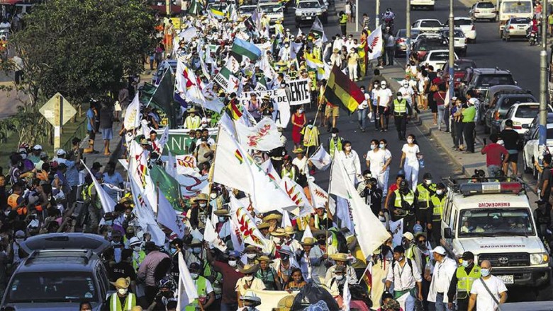 Marcha ind&iacute;gena llega al centro cruce&ntilde;o en medio de muestras de apoyo